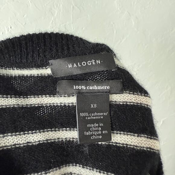 Halogen Women's Sweater XS Cashmere Pullover Stripe Knit Crew neck L/S J3-11 - Picture 4 of 4
